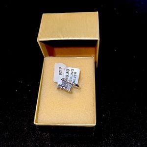 Baguette cut zircon sterling silver ring size 5